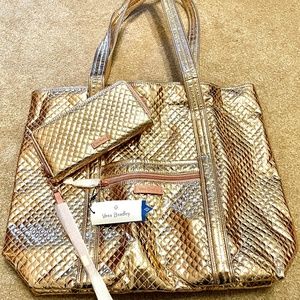 Rose gold Vera Bradley tote and matching wristlet/wallet